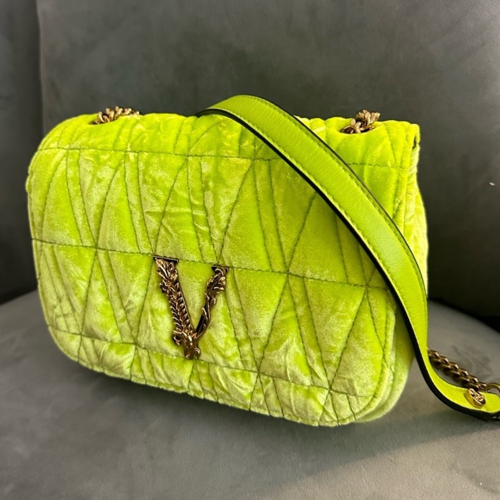 NWT- Versace Neon Green Crossbody Bag - Picture 4 of 5